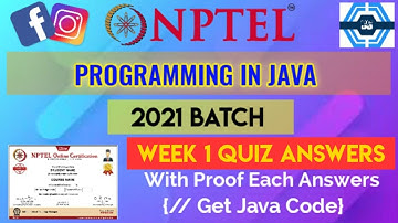 Programming In Java | Week 1 Answers 2021 | NPTEL ||