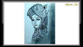 krishna pencil lord sketch drawing easy