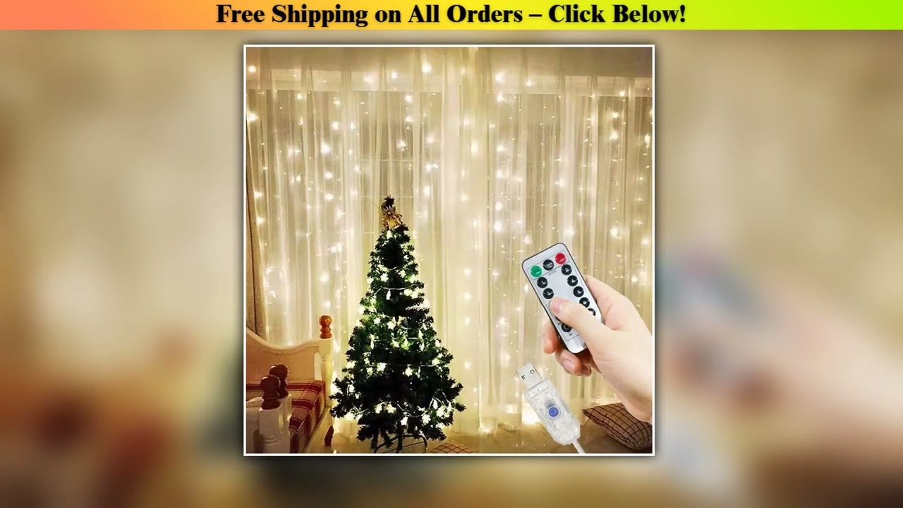 USB Curtain String Lights 8 Modes Fairy Light Christmas Tree Garland Lights Holiday Wedding