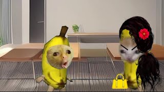 Banana Cat mom Getting Angry 😡 on Banana Cat🥺 #bananacat #happycats