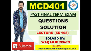 MCD401 final term exam solved questions by taleemi markaz