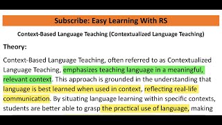 TSC: Solved Questions Context-Based Language Teaching (Contextualized Language Teaching