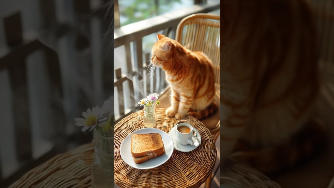 Sarapan Pagi Bareng Kucing Imut 🐱☕🍞 #videoshort #cat #imut #cute #catshorts #kucing