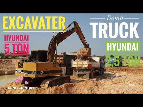 excavater,-cat-e120b,-hyundai-5-ton,-hyundai-2,5-ton,-domp-truck