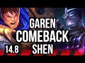 GAREN vs SHEN (TOP) | Comeback, 1000+ games | NA Diamond | 14.8