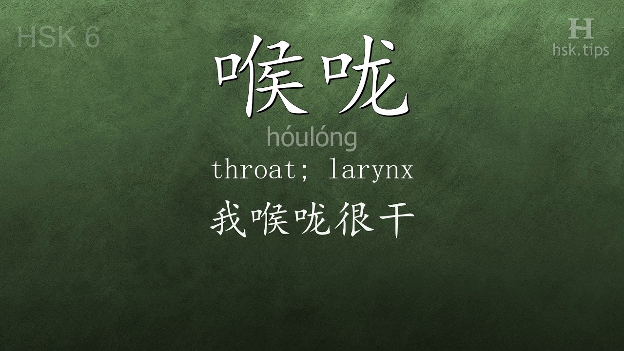 Chinese HSK 6 vocabulary 喉咙 (hóulóng), ex.3, www.hsk.tips hsk63f tool holder