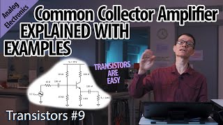 Gain in a common collector amplifier (9-Transistors)