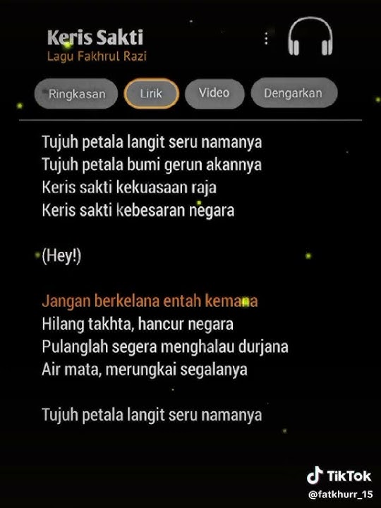 Lirik Lagu Keris Sakti siamang tunggal || CR: Tiktok || #tiktok