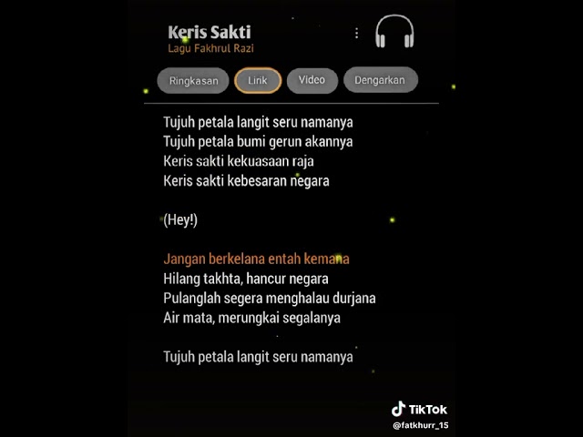 Lirik Lagu Keris Sakti siamang tunggal || CR: Tiktok || #tiktok class=