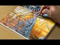 Painting a Sunset Winter Forest / Acrylic Painting for Beginners