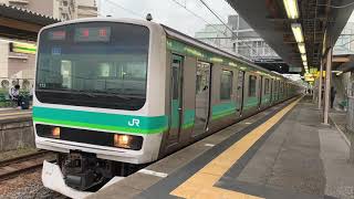 JR成田線(我孫子支線)布佐駅を入線.発車する列車。