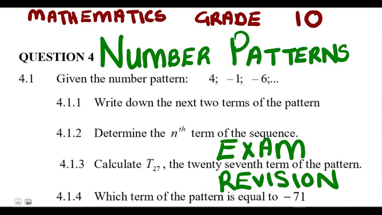 Mathematics Grade 10 Number Patterns EXAM 2 Term 4 ...