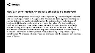 Improving Construction AP Process Efficiency