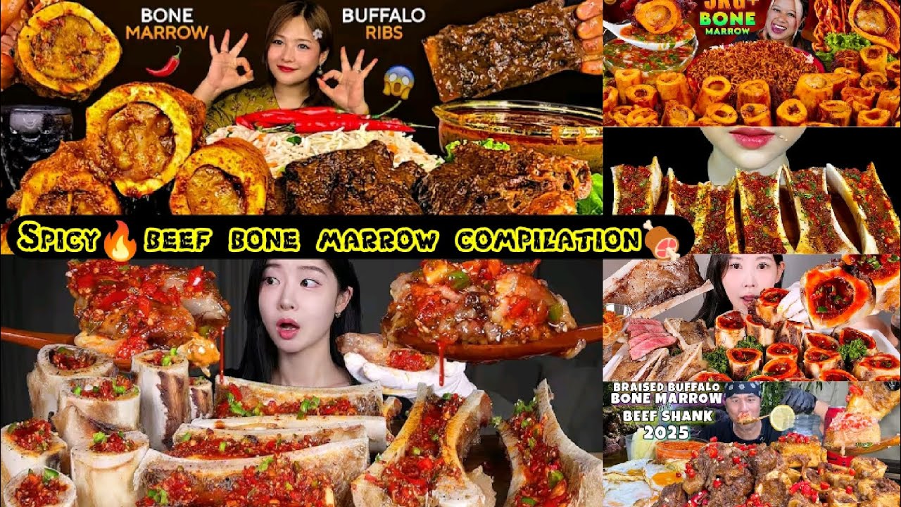 SPICY BEEF BONE MARROW MUKBANG COMPILATION |ASMR EATING SPICY BEEF BONE MARROW |🔥🍖🌶