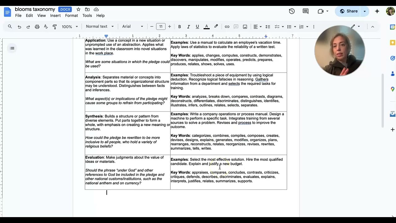 Writing Questions Using Bloom's Taxonomy