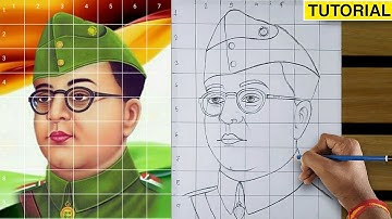 Netaji Subhash Chandra Bose Drawing Step By Step, How to Draw Netaji Subhash Chandra Bose,