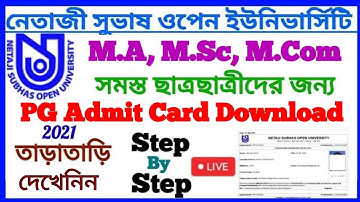 NSOU PG Online Admit Card Download 2021 Step By step Process || M.A,M.Sc,M.Com ALL Students || NSOU