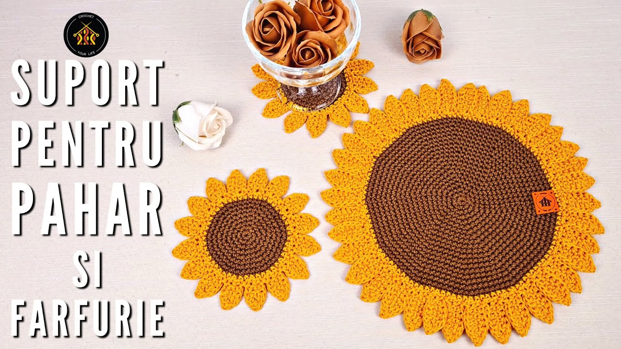 Floarea soarelui - suporturi pentru pahare si farfurii - PARTEA I | tutorial pas cu pas