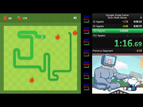 google snake game twin mode (slow) 50 apples 01:03:201 