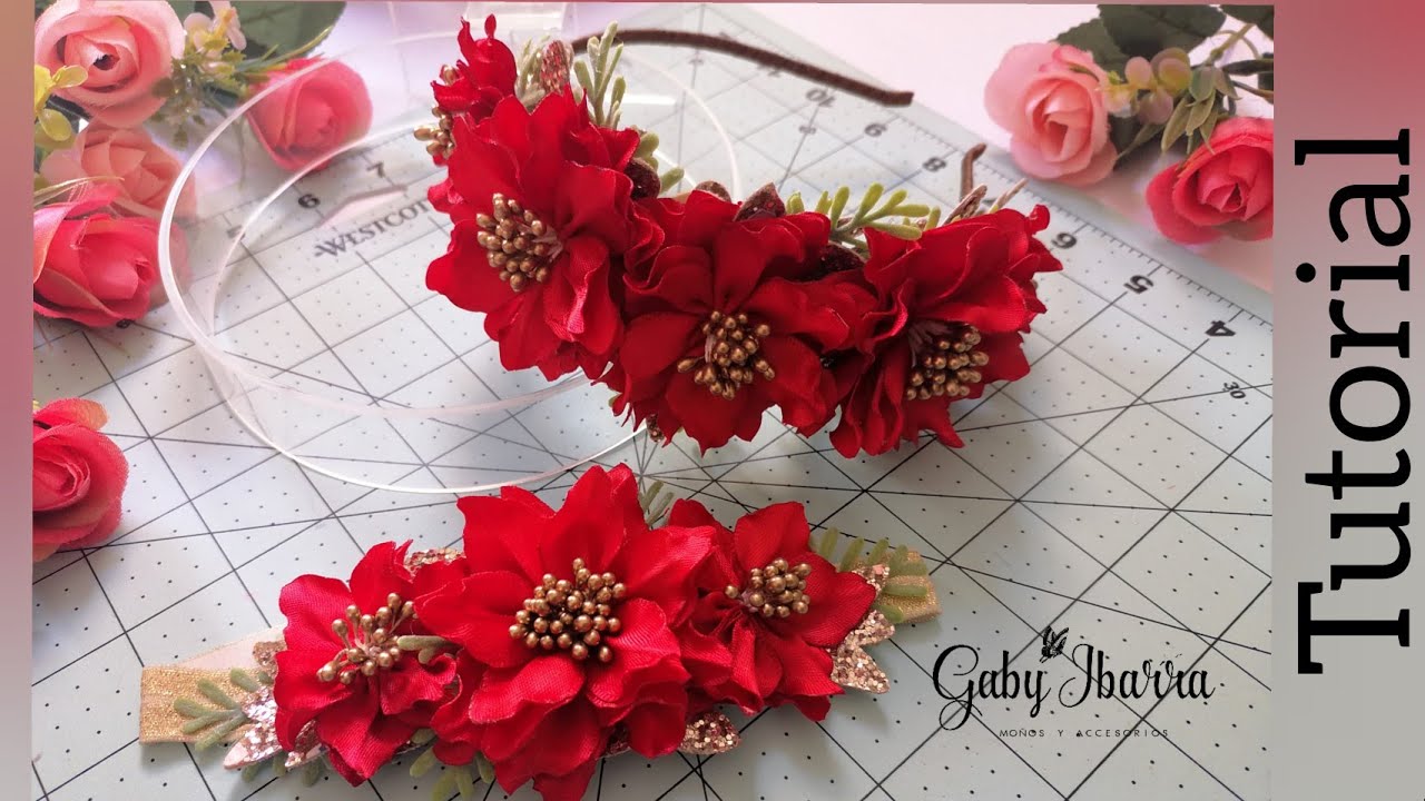 Diadema Navideña de florecitas de  Noche Buena .