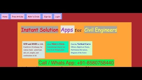 Web Apps for Civil Engineers| Instant Solutions | SFD BMD, Mohr