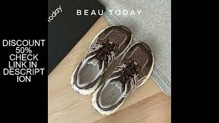 BEAUTODAY Casual Sneakers Women Synthetic Leather Mesh Patchwork Lace-up Outdoor Ladies Hiking Shoes