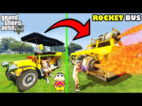 Franklin Upgrading SCHOOL BUS to ROCKET SCHOOL BUS in GTA 5 | SHINCHAN and CHOP