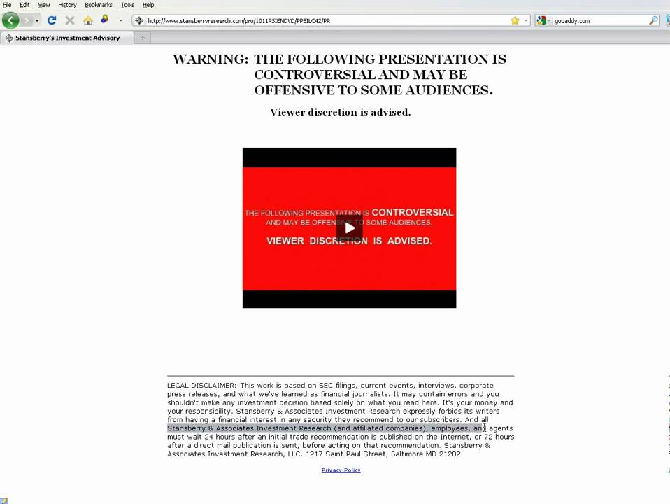 Stansberry and Associates details the path of the US Economy YouTube