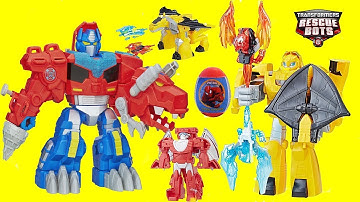 BEST TRANSFORMERS RESCUE BOTS KNIGHT WATCH BUMBLEBEE, HEATWAVE THE FIRE BOT, OPTIMUS PRIME DINOBOT