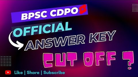BPSC CDPO PT Official Answer key | #cdpo