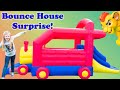 The Assistant Plays in the Surprise  Train Bounce House with Paw Patrol Toys