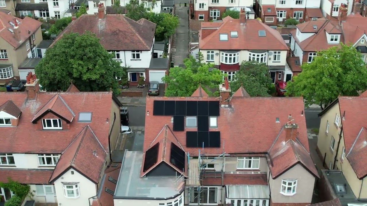 Solar Panel Installation - Drone Footage 1 - Gosforth, Newcastle upon Tyne
