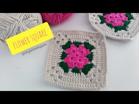 Motif Yapımı🌸 Crochet Pattern 🌸flower square 🌸