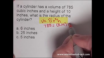 GED Math Video: Finding Radius of a Cylinder When Given Volume and Height
