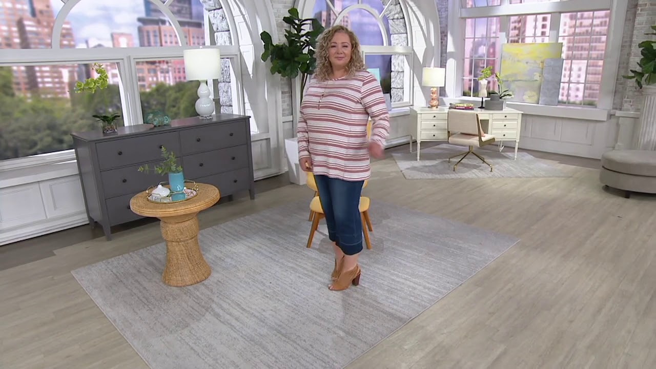 Susan Graver High Stretch Denim Crop Jeans with Frayed Hem on QVC