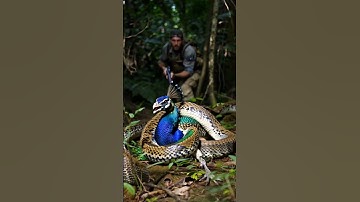 Python Attacks Injured Peacock in Dark Forest! 🐍🦚 #youtubeshorts #python #peacock