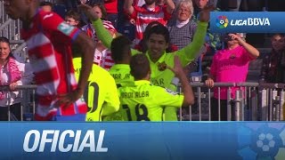 Gol de Suárez tras una pared con Rakitic (0-2) en el Granada CF - FC Barcelona