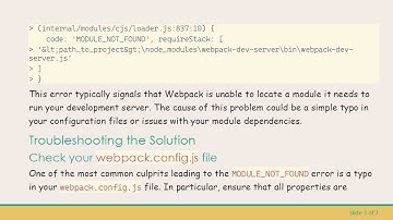 Resolving the MODULE_NOT_FOUND Error with Webpack Dev Server