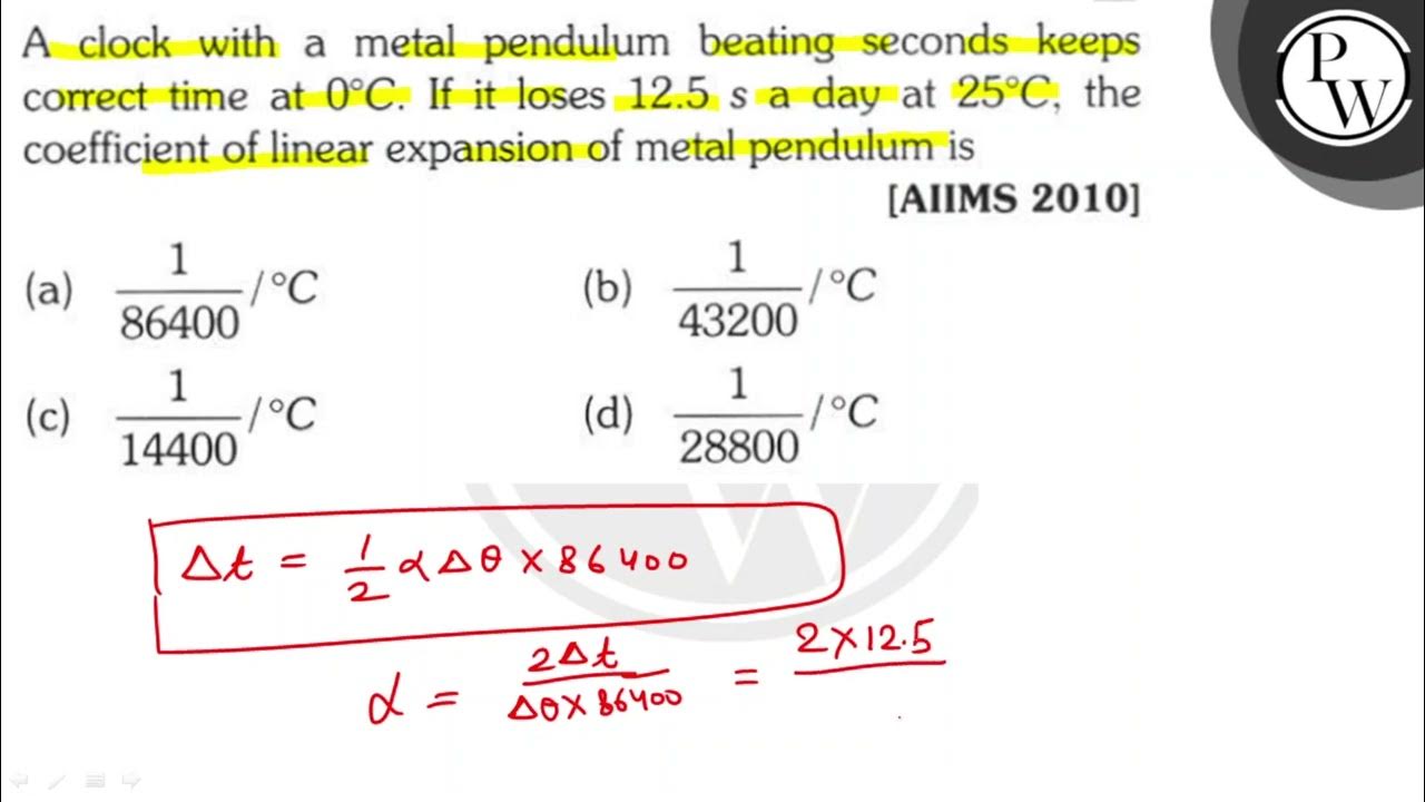 A clock with a metal pendulum beating seconds keeps correct time at