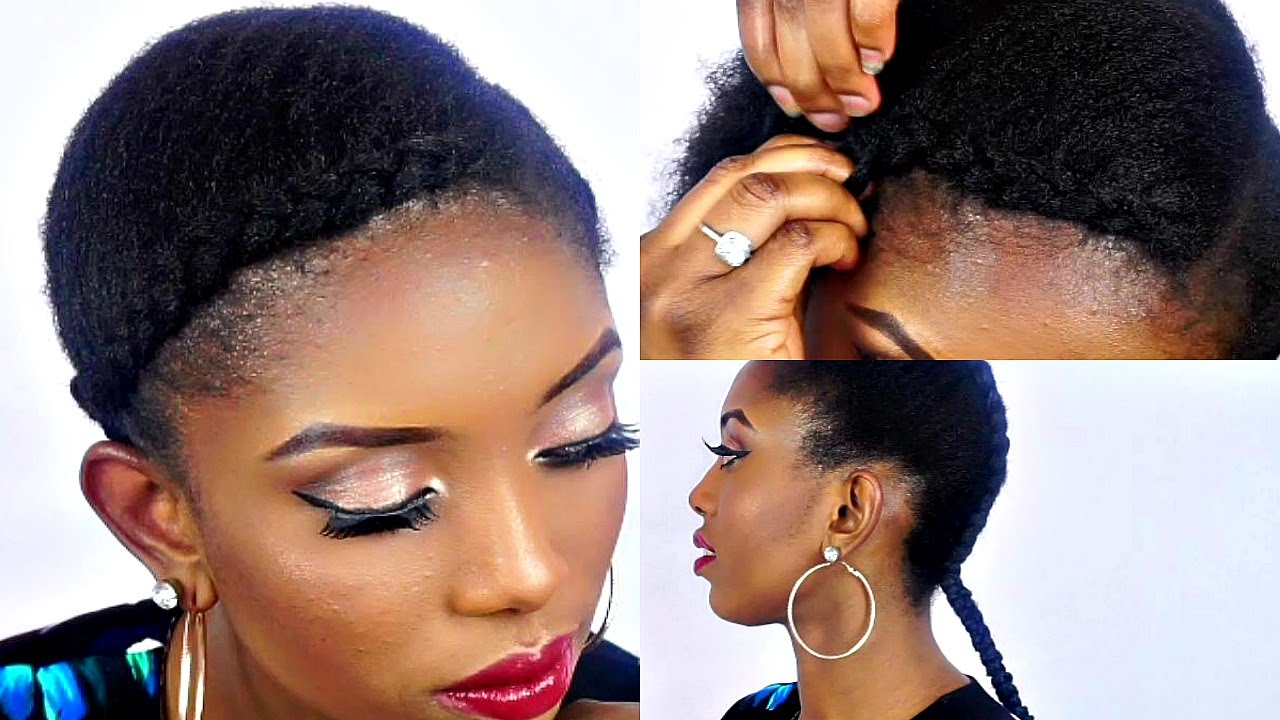 how to cornrow two side braids tutorial on short natural hair