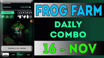 Frog Farm Daily Cipher 16 November 2024 | Today Frog Farm Daily Cioher Code | Frog Farm | Agp