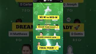WI-W vs SCO-W Dream11 Team Prediction | West Indies W vs Scotland W | Grand League Team |