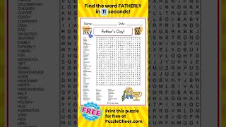 Father's Day Word Search-Find FATHERLY #wordsearch #wordgames #puzzlegame #wordpuzzle #fathersday