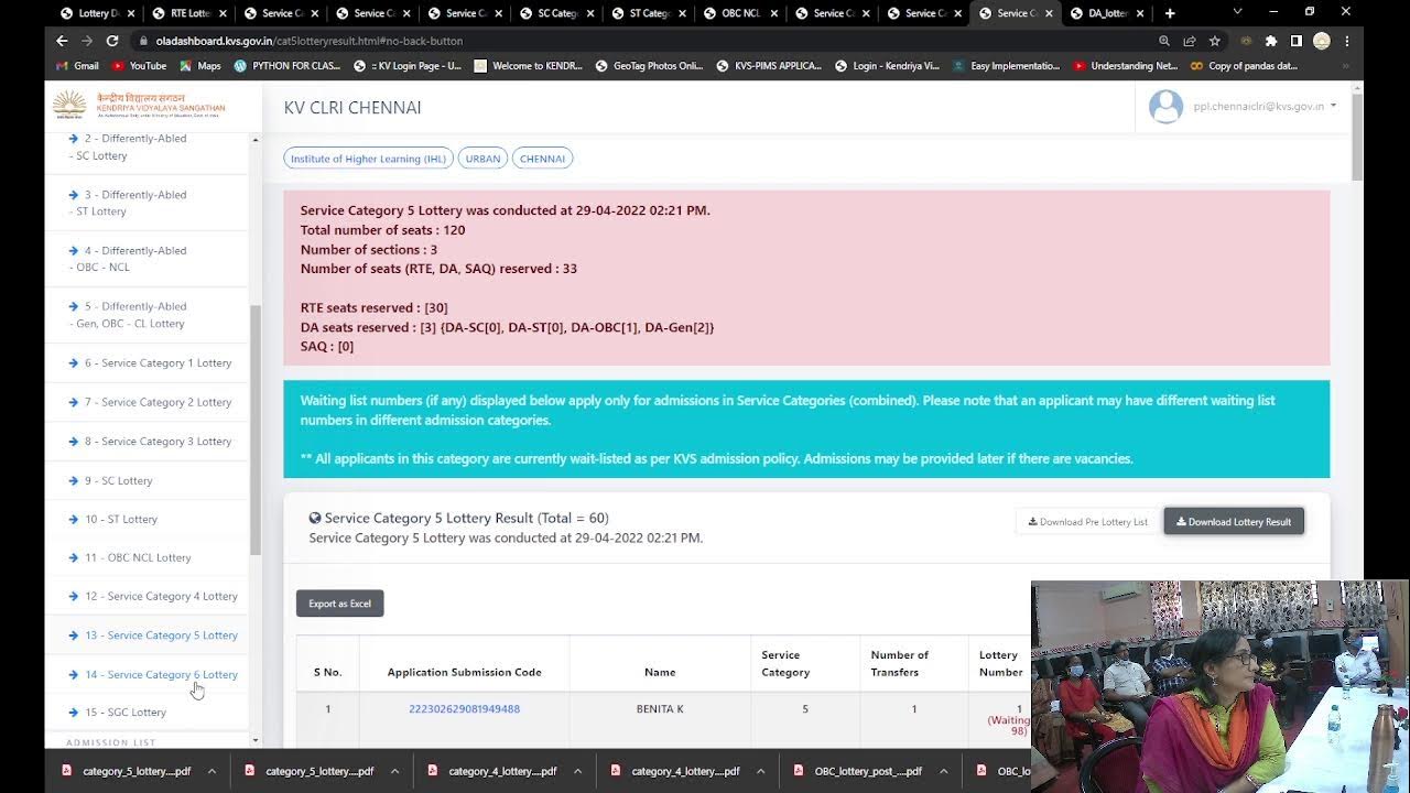 KV CLRI ONLINE RANDOMIZATION(LOTTERY)FOR ADMISSION IN CLASS I 2022-2023 ...