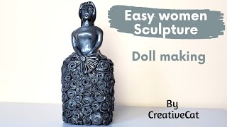 Women sculpture/Best out of waste/art and craft/Bottle Art