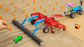 Top diy tractor mini plough machine science project | how to plant a carrot field | @SunFarming