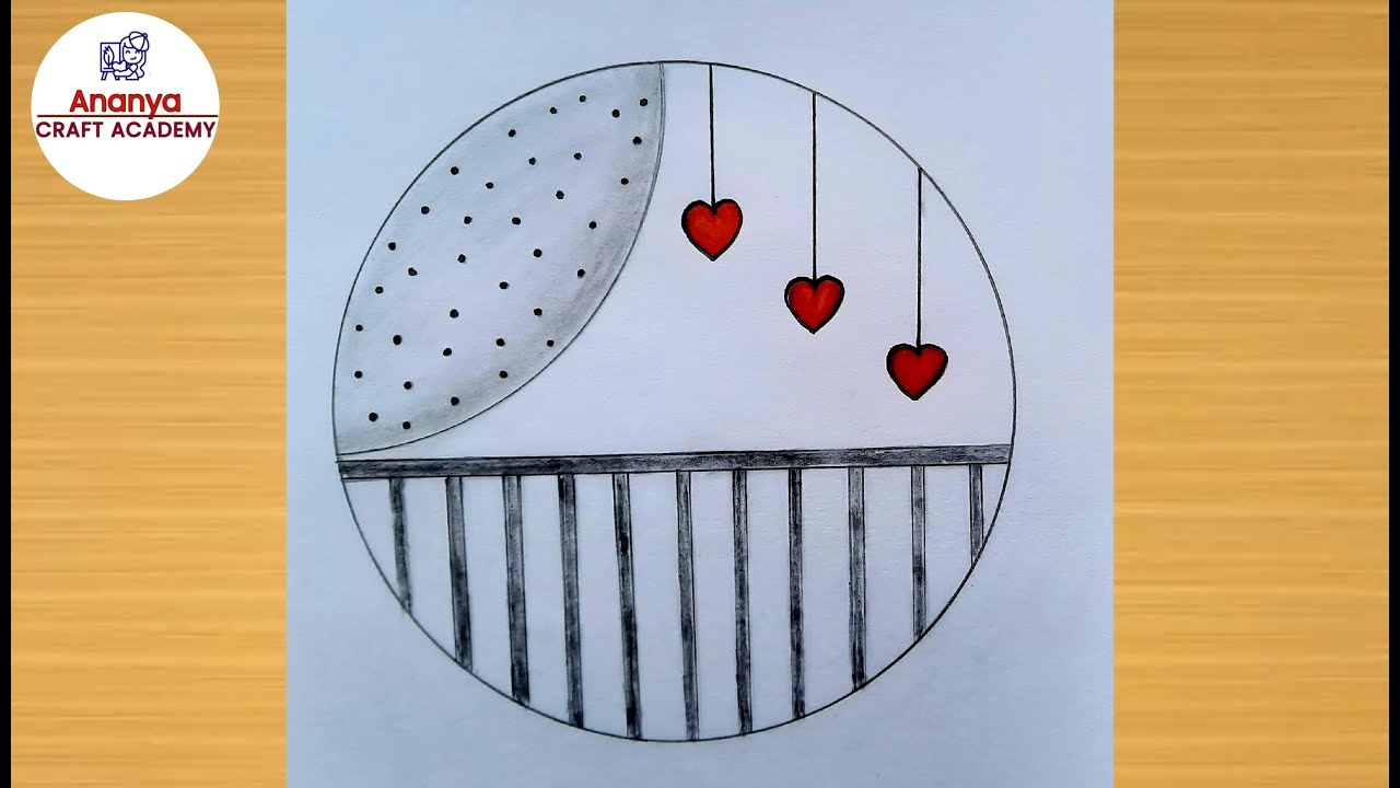 Easy Circle Drawing || Easy Red Heart Drawing || Pencil Sketch for Beginners | Easy Drawing Tutorial