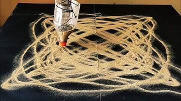 Sand pendulum forming Lissajous patterns.