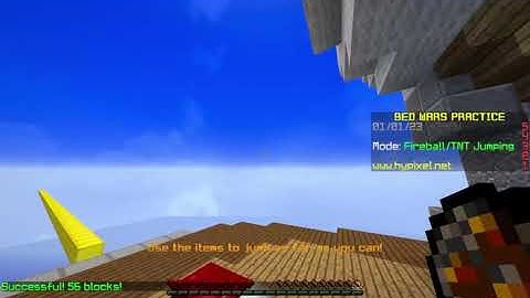 56 Blocks: Possible World Record for Hypixel Fireball Jump Practice (5 fireballs, no wool)