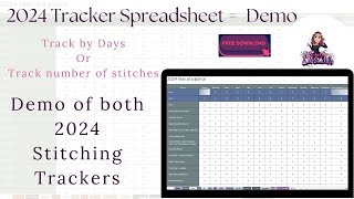 🧵 Cross Stitch 2024 Tracker Spreadsheets Demo: Counting Days or Stitches per Year! 📆✨ screenshot 5